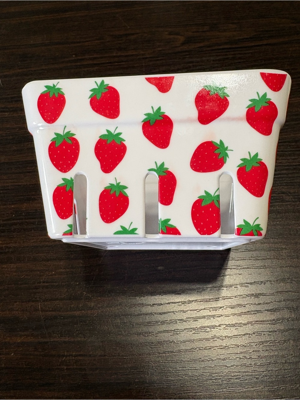 Strawberry Pattern Plastic Produce Keeper - White with Red